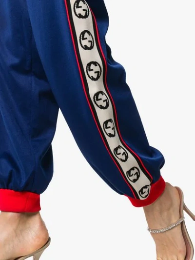 Shop Gucci Logo-stripe Track Pants In Blue