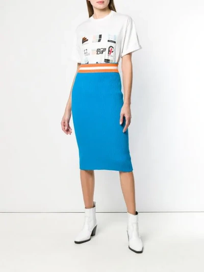 Shop Calvin Klein Midi Pencil Skirt In Blue