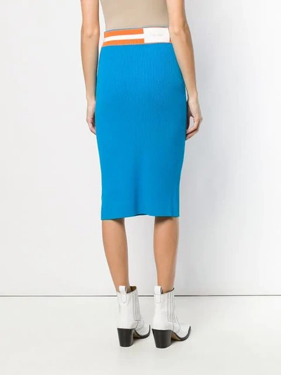 Shop Calvin Klein Midi Pencil Skirt In Blue