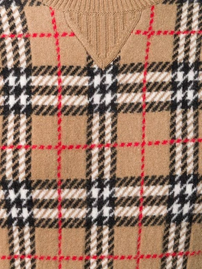 Shop Burberry Vintage Check Cashmere Jacquard Jumper In Brown