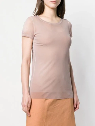 Shop Avant Toi Round-neck Tulle T-shirt In Neutrals