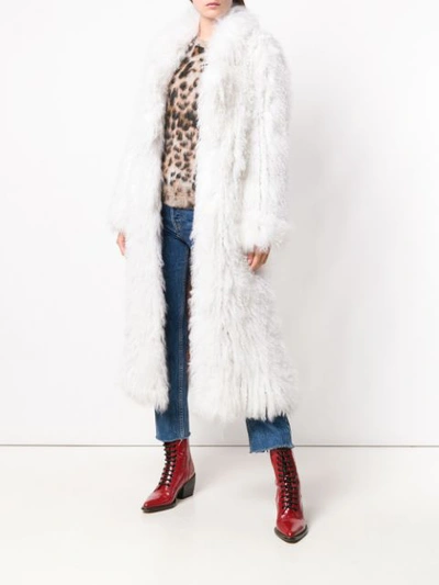 Shop Yves Salomon Meteo Lamb Fur Overcoat - White