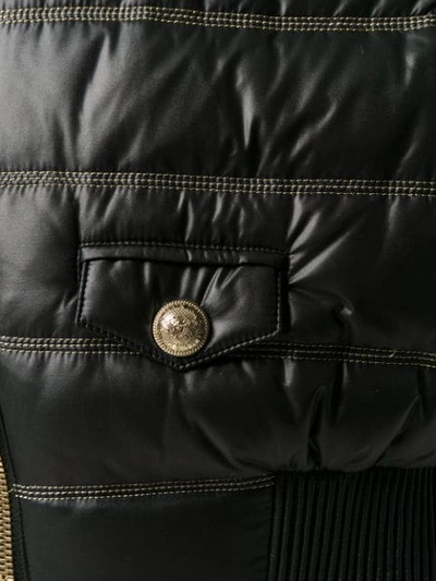 Shop Balmain Quilted Down Jacket In Black