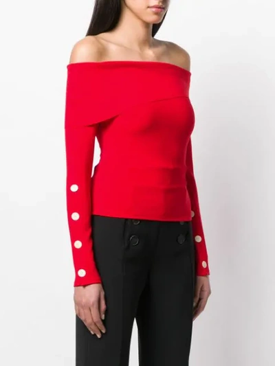 Shop A.w.a.k.e. Off-shoulder Button Top In Red