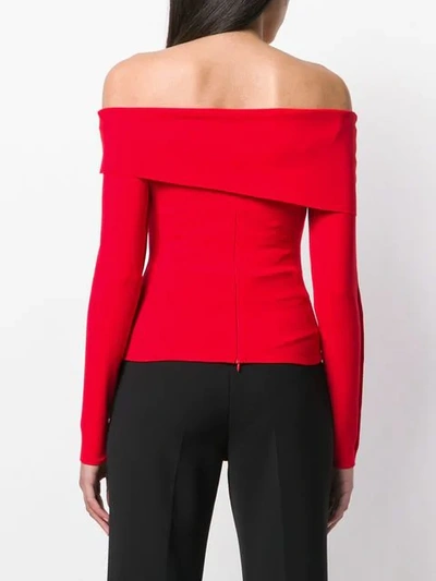Shop A.w.a.k.e. Off-shoulder Button Top In Red