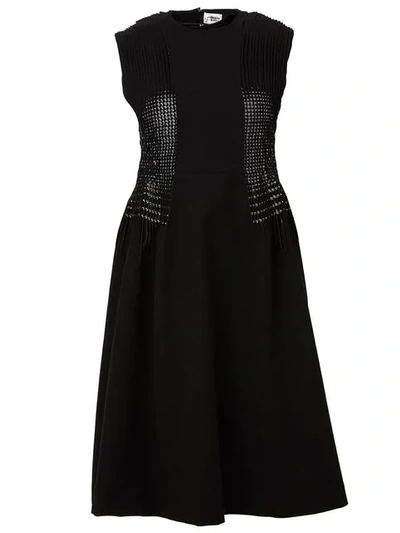 Comme Des Garçons Beaded Panel Flared Dress In Black