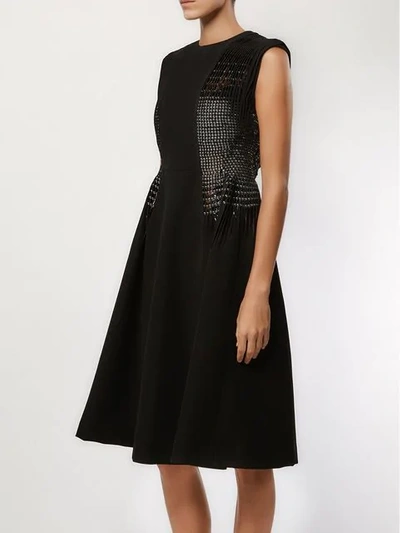 Comme Des Garçons Beaded Panel Flared Dress In Black