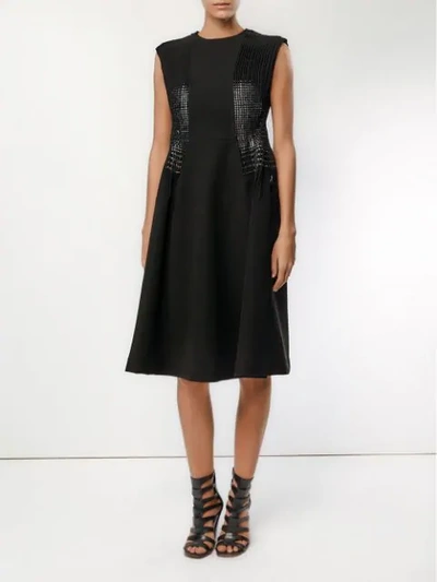 Comme Des Garçons Beaded Panel Flared Dress In Black