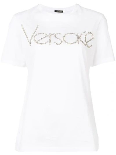 Shop Versace Vintage Logo Embellished T-shirt In White