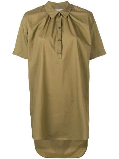 Shop A.f.vandevorst Oversized Half-button Shirt - Green