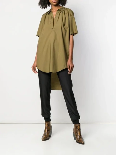 Shop A.f.vandevorst Oversized Half-button Shirt - Green