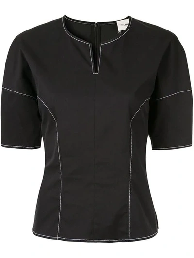 Shop Ports Pure Contrast Stitching Top In Black