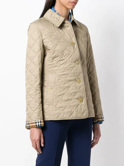 Shop Burberry Diamond Quilted Jacket In Neutrals