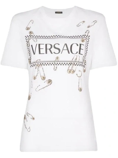 Shop Versace Printed 90s Vintage Logo T-shirt - White