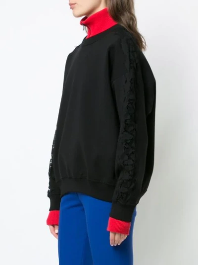 Shop Givenchy Floral Lace Sweatshirt In Black