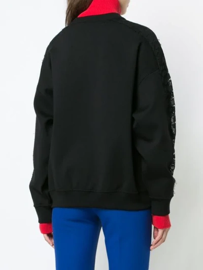 Shop Givenchy Floral Lace Sweatshirt In Black