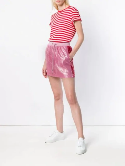Shop Alberta Ferretti Sequin Mini Skirt In Pink