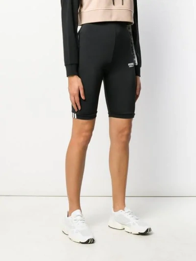 Shop Adidas Originals Logo Print Cycling Shorts In Black