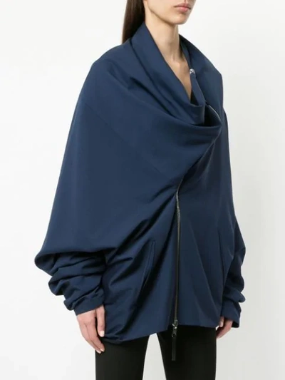 Shop Gustavo Lins Oversized Asymmetric Jacket In Blue