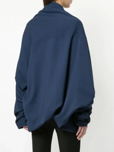 Shop Gustavo Lins Oversized Asymmetric Jacket In Blue