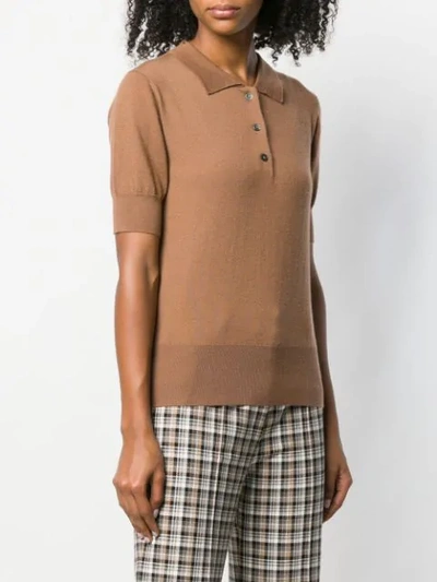 Shop Extreme Cashmere Fine Knit Polo Top - Brown