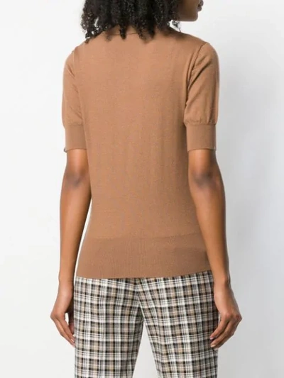 Shop Extreme Cashmere Fine Knit Polo Top - Brown