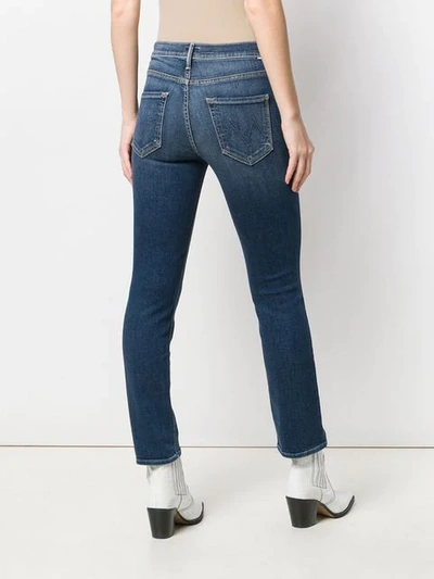 Shop Mother Cropped Straight Leg Jeans In Blue