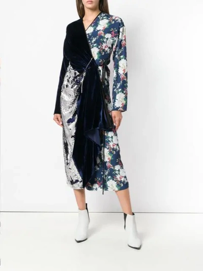Shop Act N°1 Panelle Floral-print Dress In Blue
