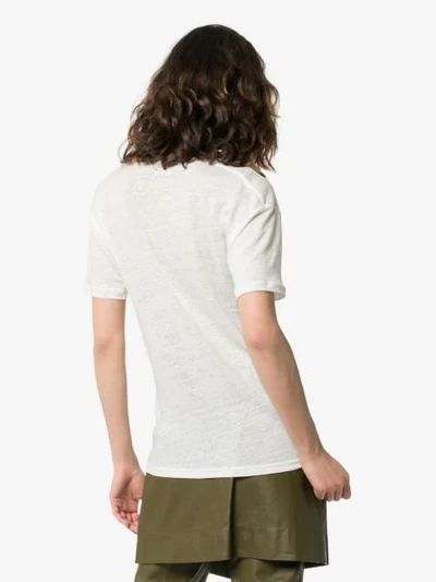 Shop Isabel Marant Maree V-neck Linen T-shirt In White