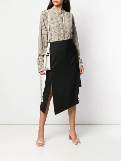 Shop Rokh Asymmetric Midi Skirt In Black