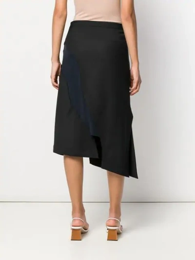 Shop Rokh Asymmetric Midi Skirt In Black