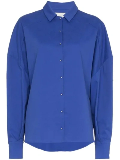 Shop Esteban Cortazar Oversized Boxy Fit Shirt In Blue