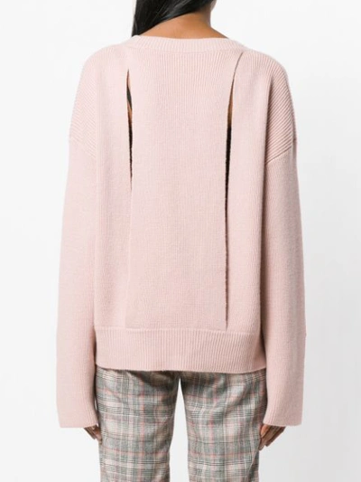 Shop Pinko Ribbed Slit Cuff Sweater In Pink