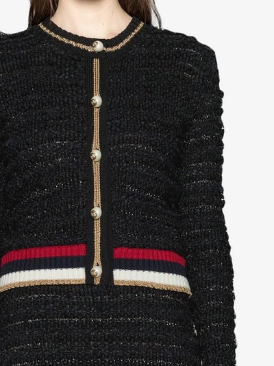 GUCCI KNITTED CARDIGAN WITH WEB - 黑色