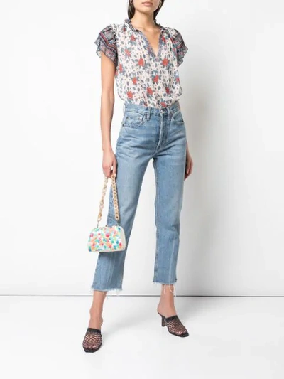 ULLA JOHNSON FLORAL BLOUSE - 白色