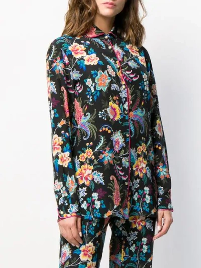 Shop Etro Floral Print Shirt In Black