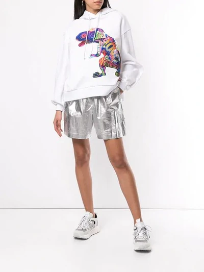 Shop Juunj Dinosaur Print Hoodie In White