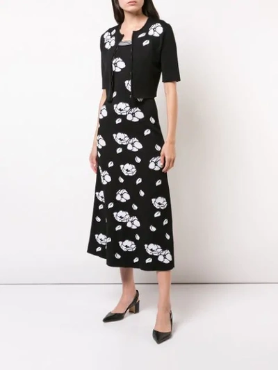 Shop Carolina Herrera Floral Zipped Cardigan In Black