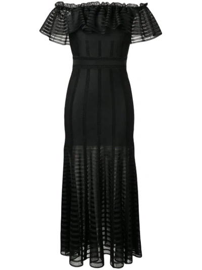 Shop Alexander Mcqueen Ruffle Flared Dress In Black