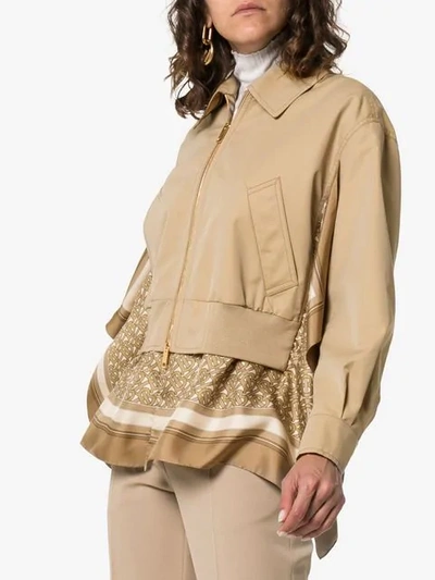 Shop Burberry Scarf Detail Harrington Jacket In Pale Honey