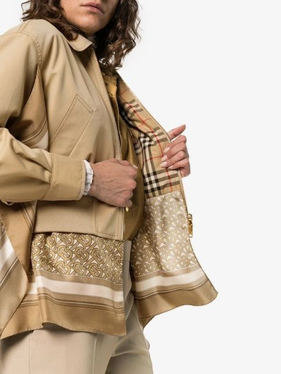 Shop Burberry Scarf Detail Harrington Jacket In Pale Honey