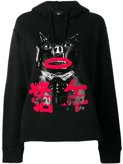 Shop Dsquared2 Kapuzenpullover Mit Grafischem Print In Black