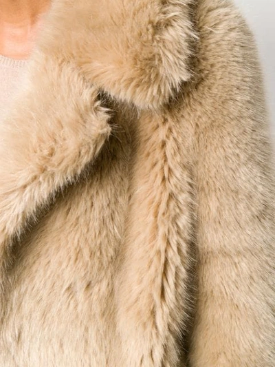 Shop Stella Mccartney Faux-fur Midi Coat In Neutrals