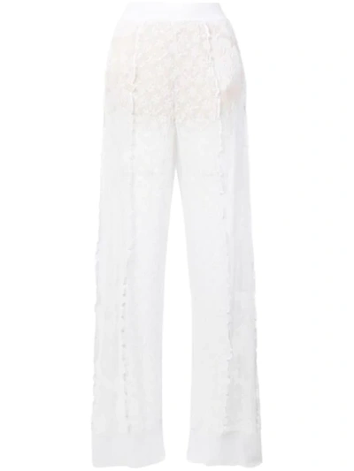 Shop Stella Mccartney Crochet Knit Trousers In White
