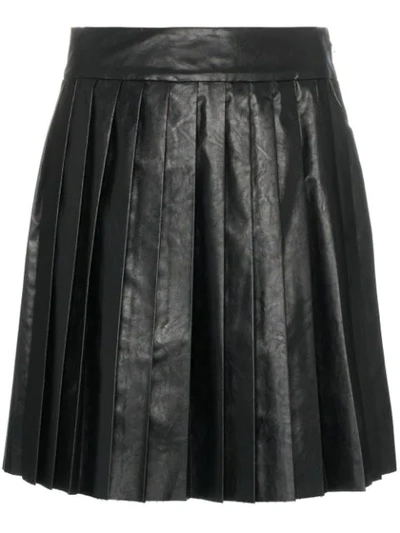 Shop We11 Done High Waisted Pleated Faux Leather Mini Skirt In Black