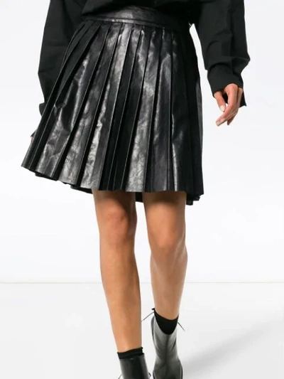 Shop We11 Done High Waisted Pleated Faux Leather Mini Skirt In Black