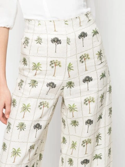 Shop Agua By Agua Bendita Tree Print Flared Trousers In Neutrals