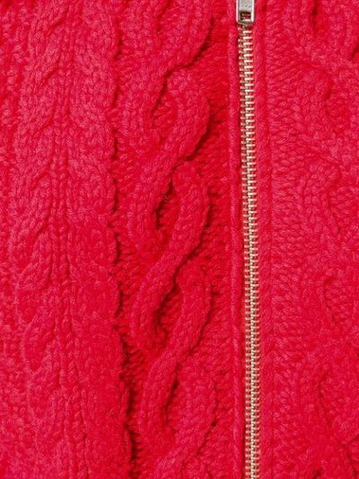 Shop Self-portrait Chunky Cable Knit Cardigan - Red
