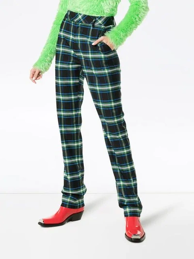 Shop Matthew Adams Dolan High-waisted Checked Trousers In Multicolor