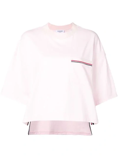 Shop Thom Browne Rwb-stripe Boxy T-shirt In Pink